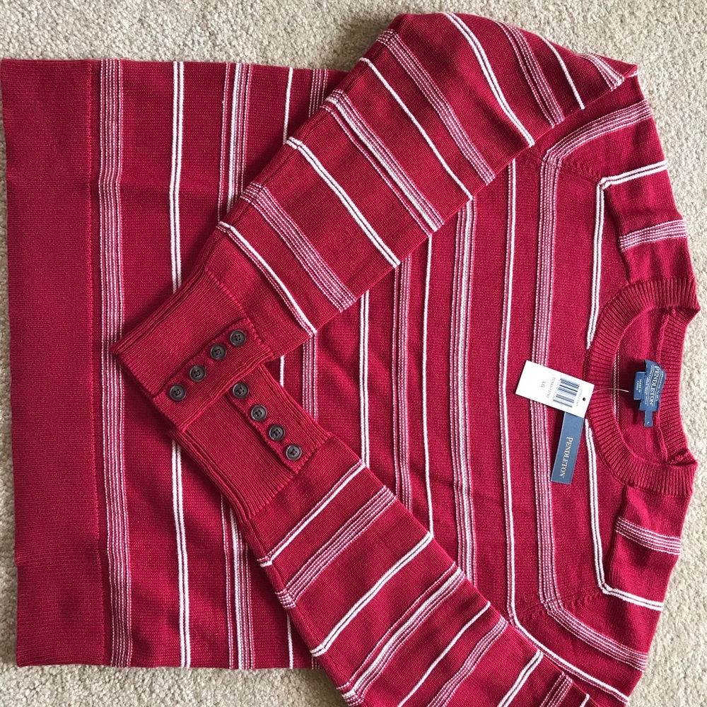 Ladies red striped Pendelton wool Sweater